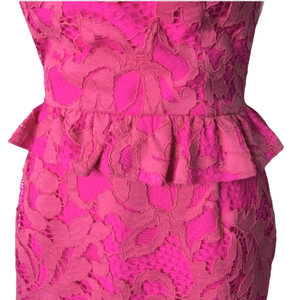 Lilly Pulitzer Hot Pink Lace Peplum Dress XS Summer Cocktail Party - Picture 6 of 11